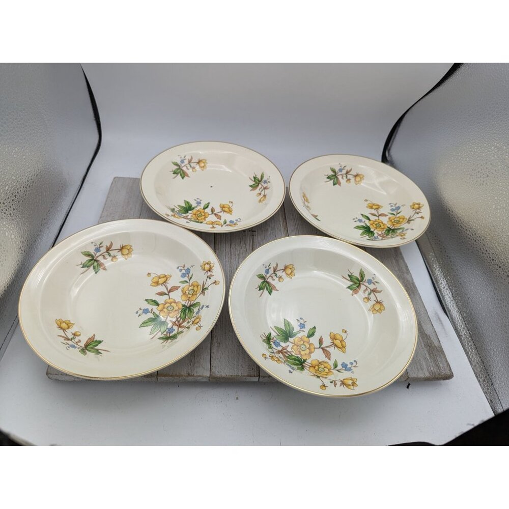 Vintage Set Taylor Smith Taylor Soup Cereal Bowl 7 3/4" Yellow Buttercups TST237